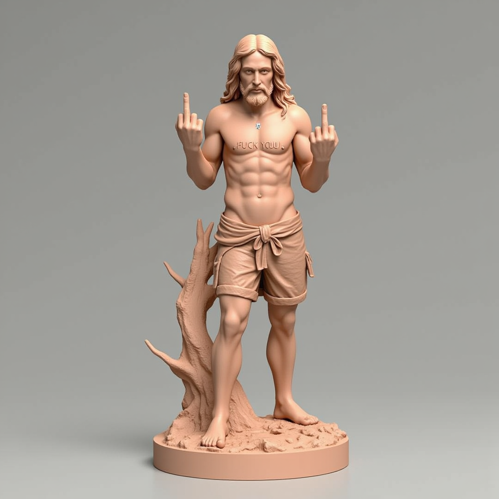 Jesus Statue with Attitude – Flipping the Bird!