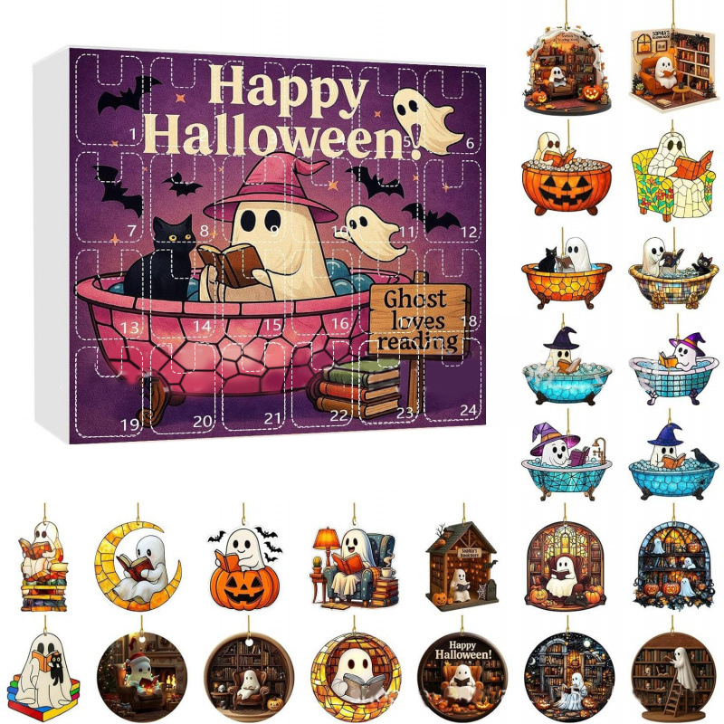 Halloween Advent Calendar with Ghost Ornaments-24 Days of Festive Fun!