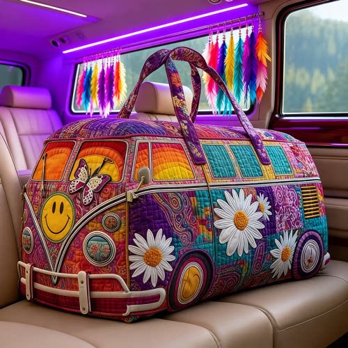 LAST DAY 50% OFF Hippie Van Quilted Duffle Bag
