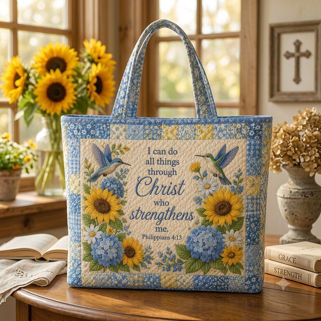 Sunflower Hummingbird Faith Bag