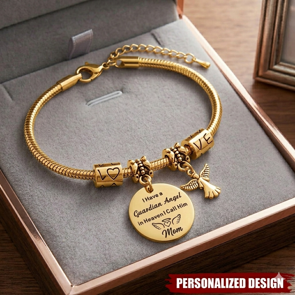 I have a guardian Angel in heaven - Personalized Memorial Gifts Bracelet