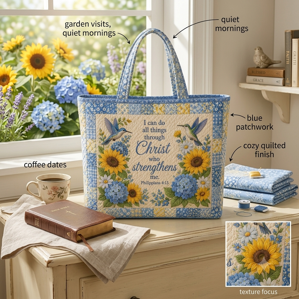Sunflower Hummingbird Faith Bag