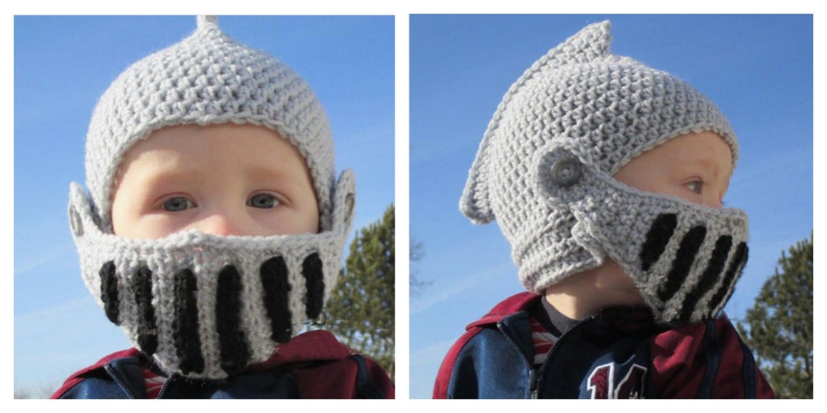 Hand-knitted knight hat