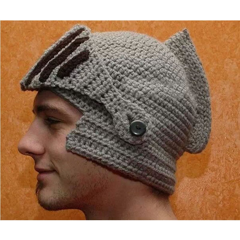 Hand-knitted knight hat