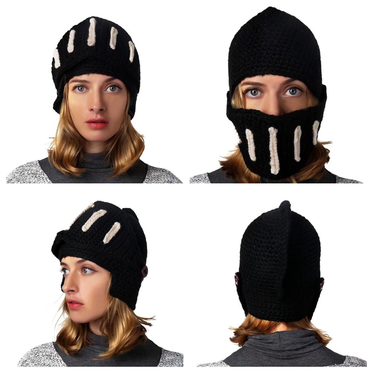 Hand-knitted knight hat