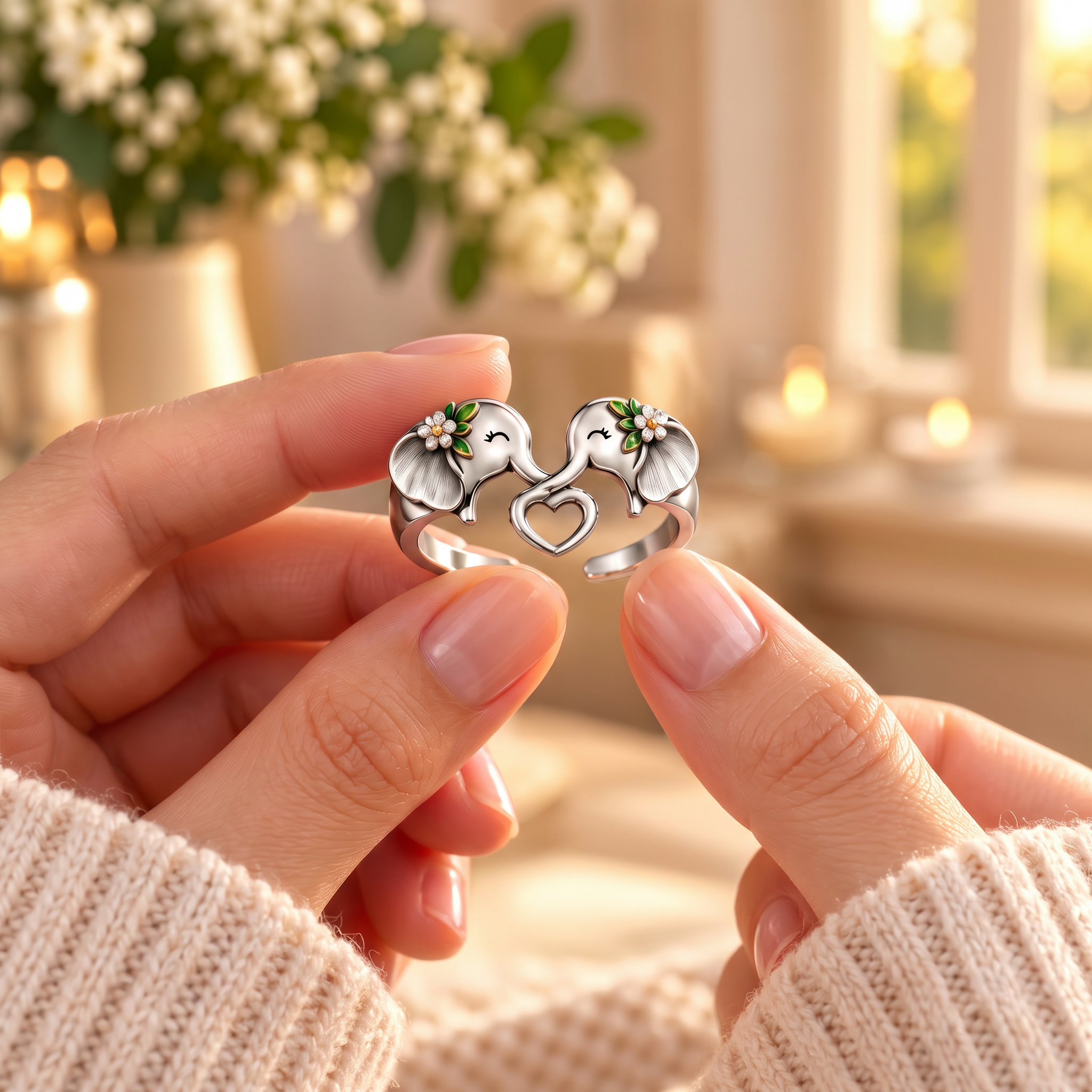 Two Elephants Love Loyalty & Sisterhood Ring | Gift For Best Friend Soul Sister