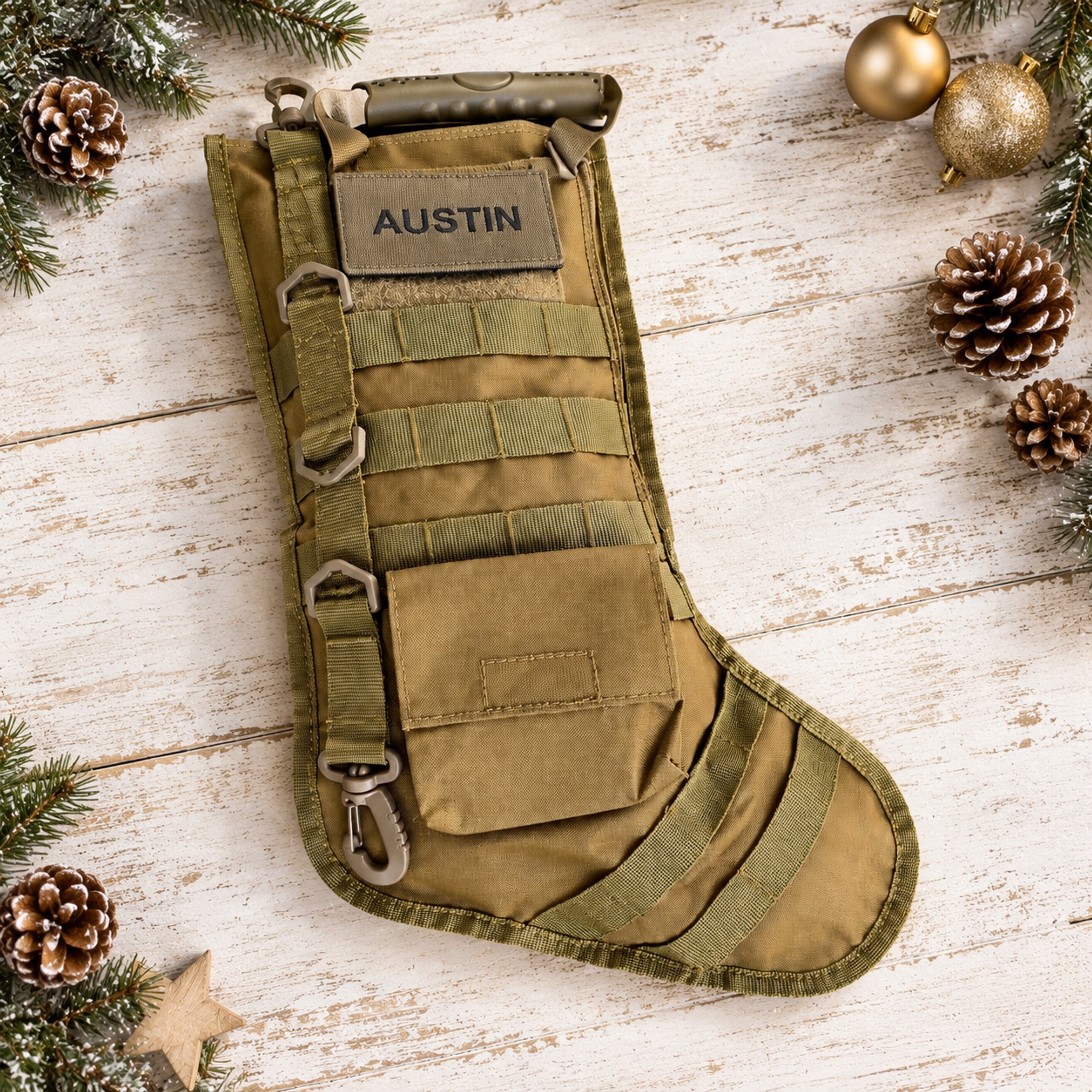 Personalizable Tactical Christmas Stocking | Custom Name Patch MOLLE Holiday Sock