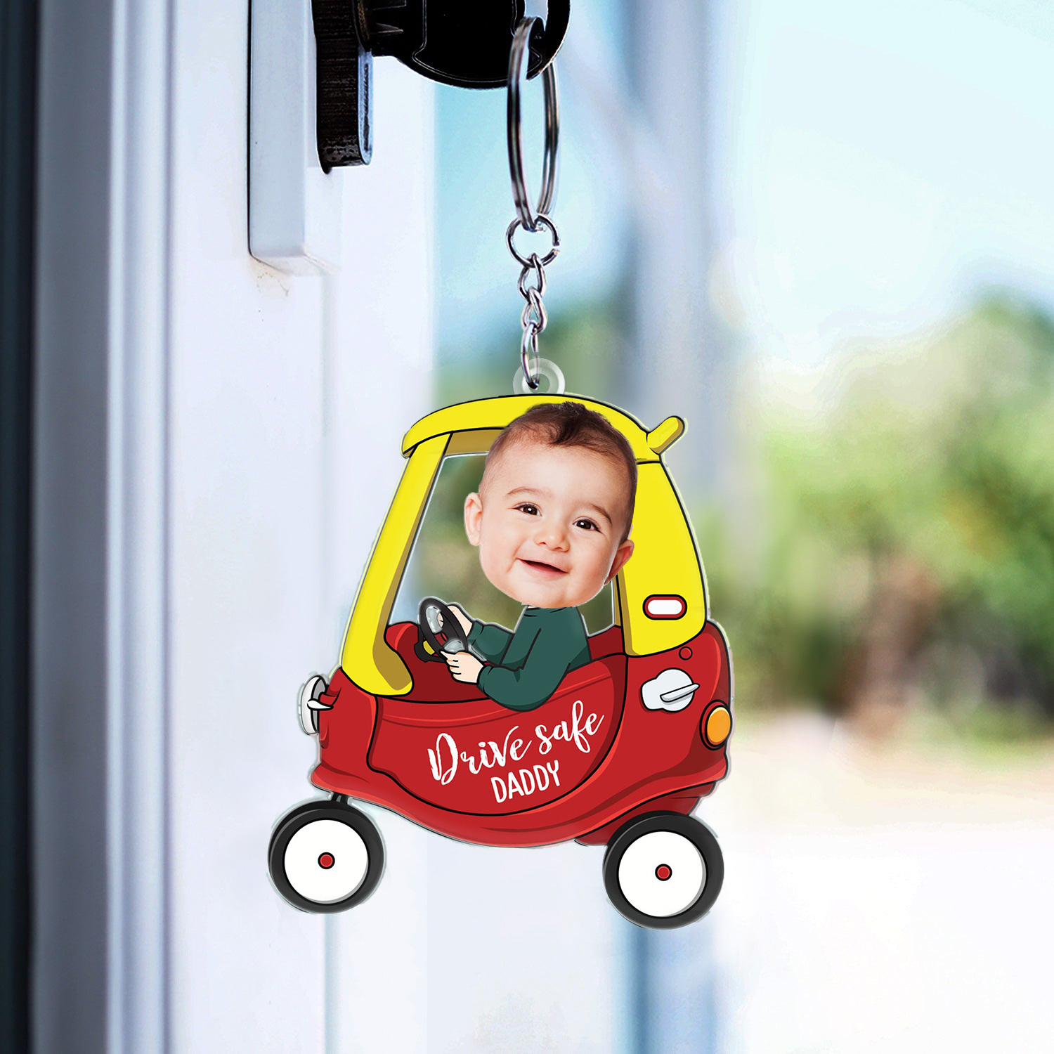 Custom Photo Drive Safe Daddy - Personalized Acrylic Keychain