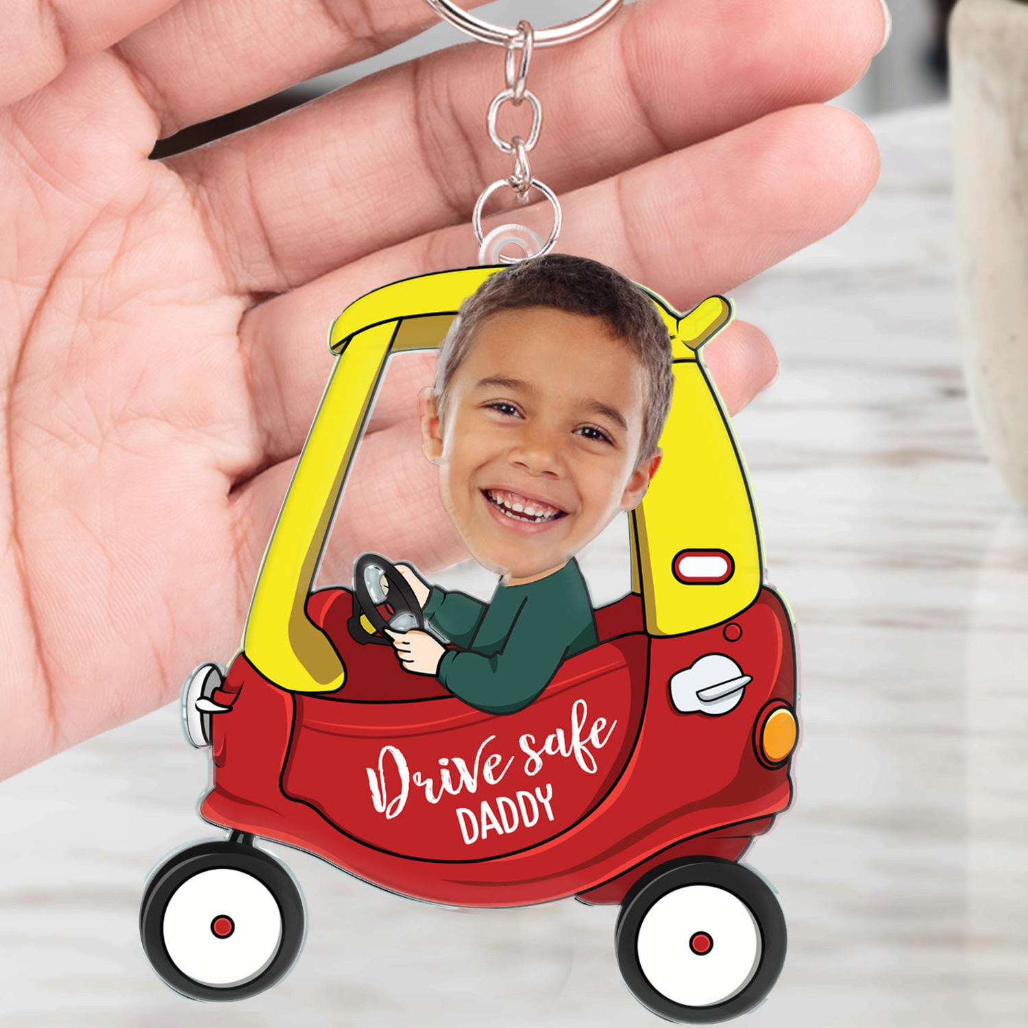 Custom Photo Drive Safe Daddy - Personalized Acrylic Keychain