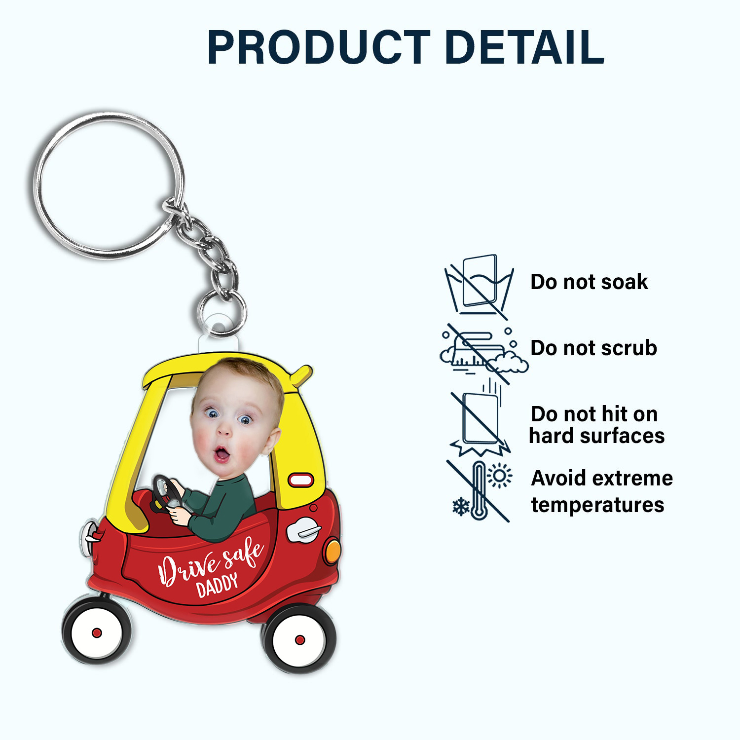 Custom Photo Drive Safe Daddy - Personalized Acrylic Keychain