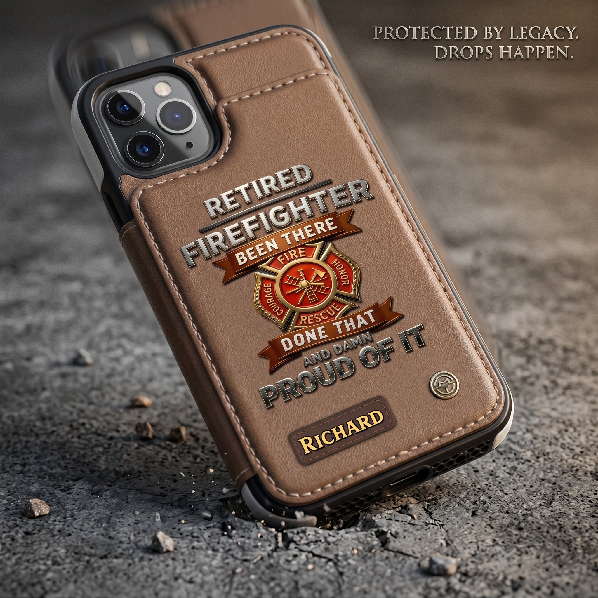Personalized Retired Firefighter Wallet Phone Case