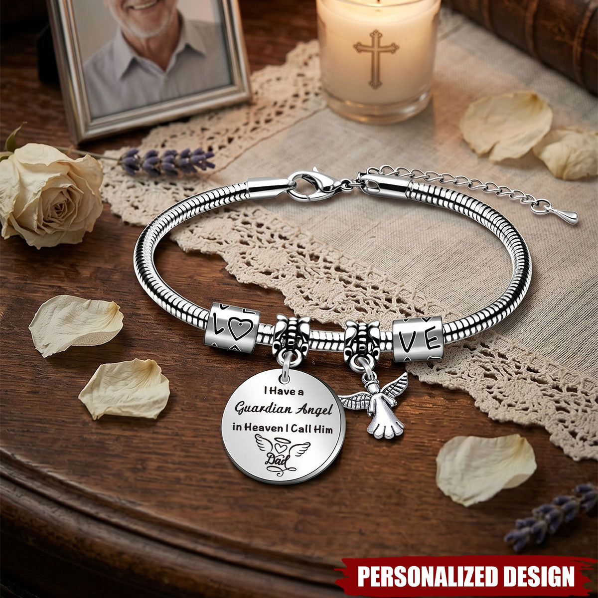 I have a guardian Angel in heaven - Personalized Memorial Gifts Bracelet