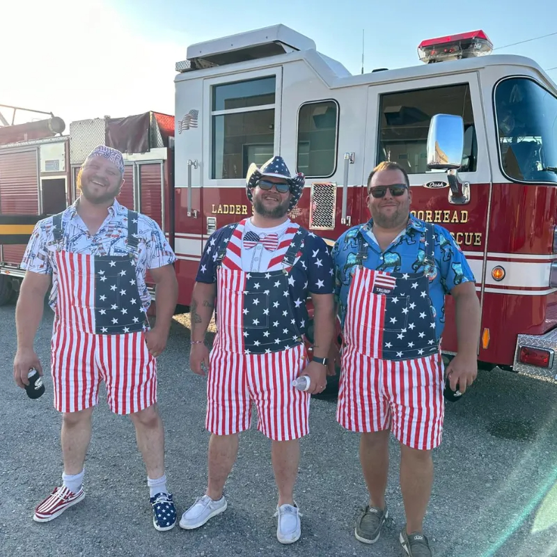 Flag Overalls Denim Shorts Denim Jumpsuit