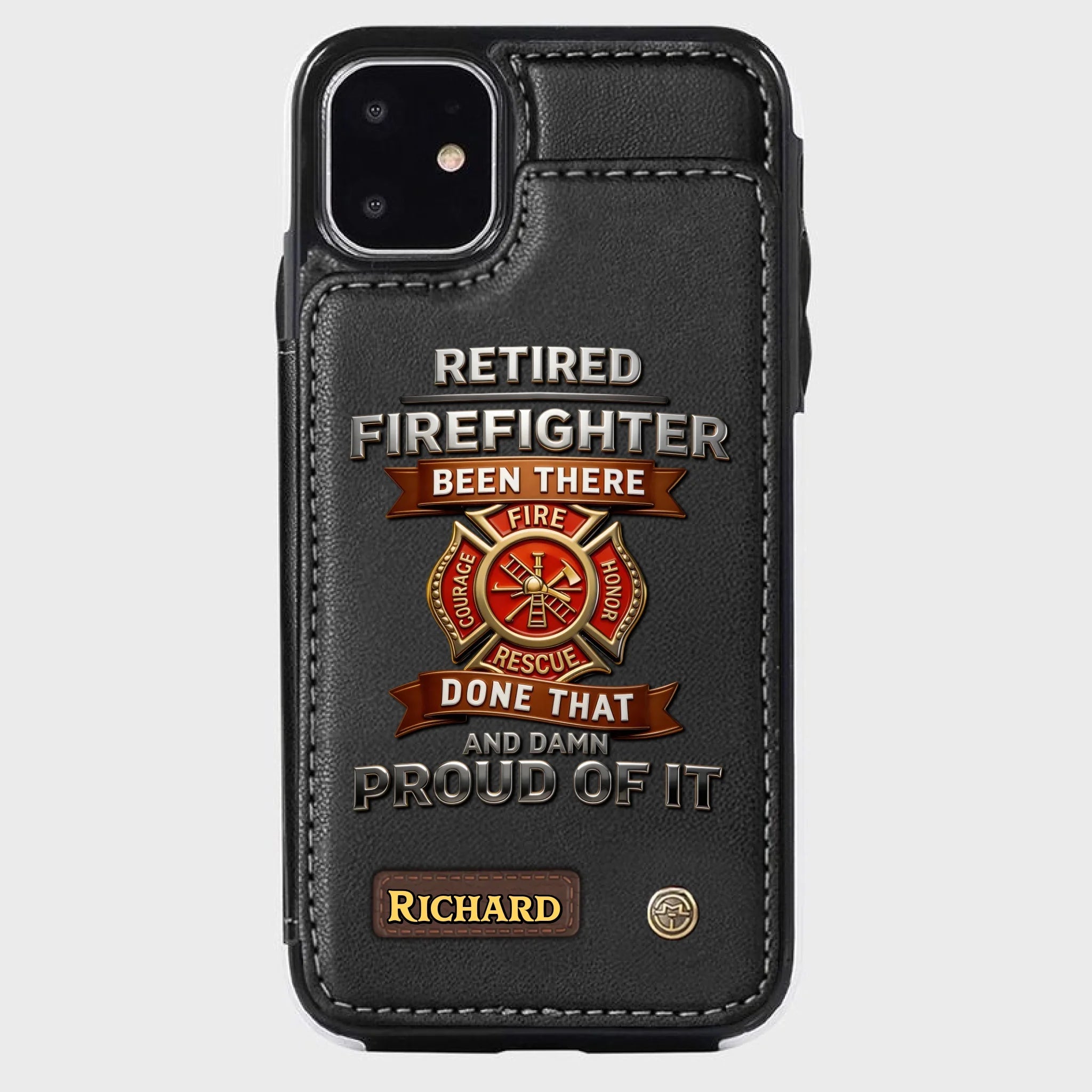Personalized Retired Firefighter Wallet Phone Case