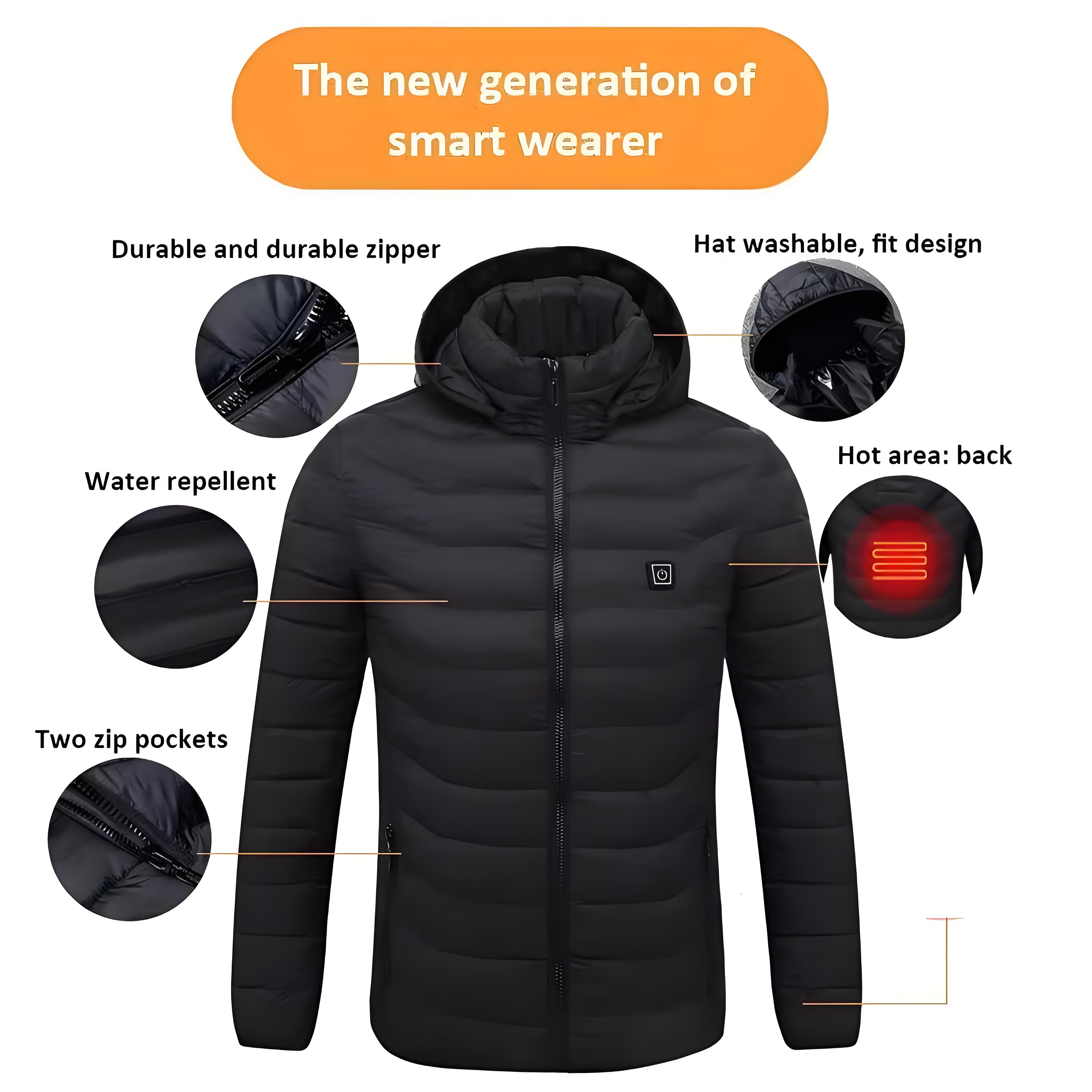 Heated Jackets, USB Electric Heating Unisex Hooded Jacket