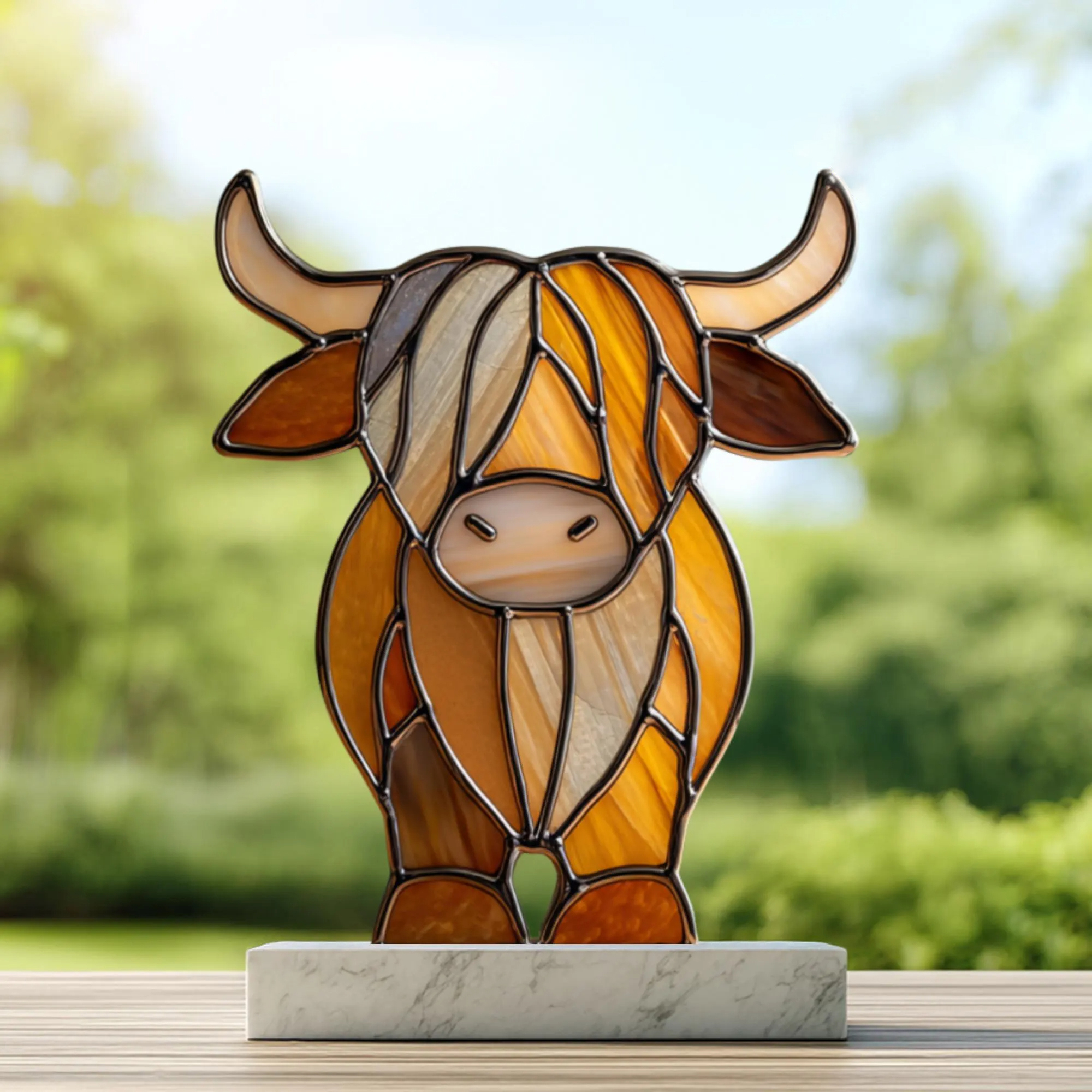 Highland Cow Suncatcher | Stained Glass Style Window Hanging