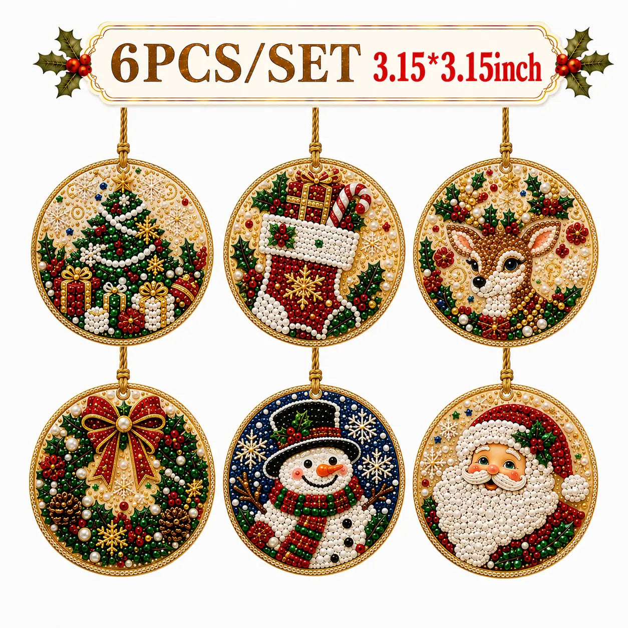 Christmas DIY Diamond Painting Ornaments Kit, Xmas Tree Hanging Pendant🎄