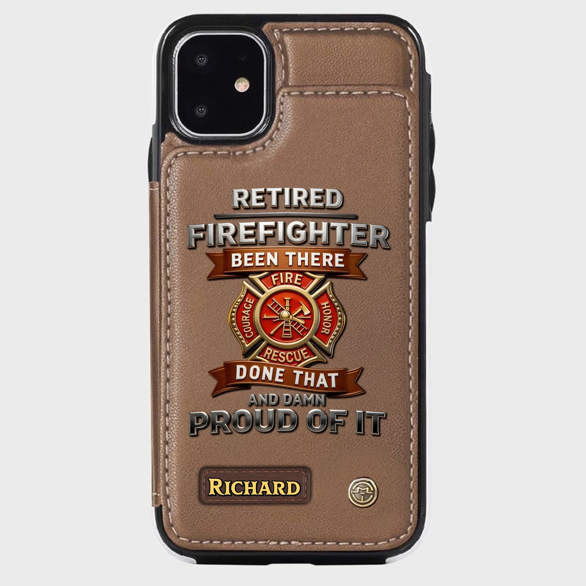 Personalized Retired Firefighter Wallet Phone Case