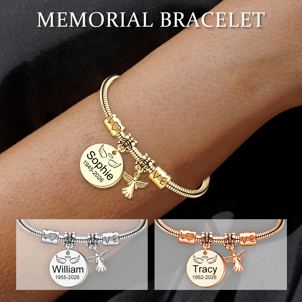 Always In My Heart - Personalized Angel Memorial Bracelet