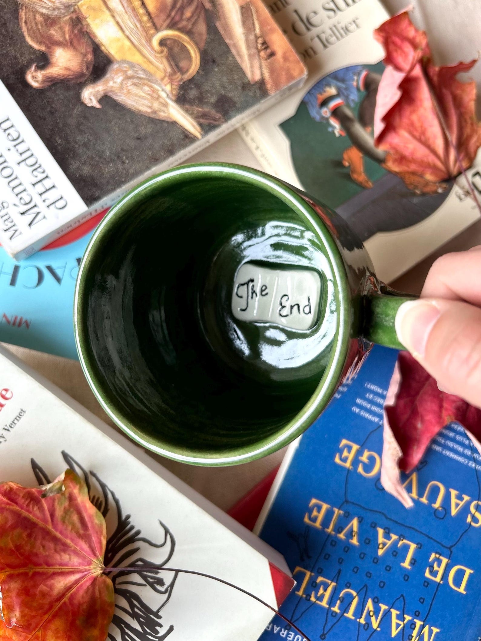 The Librarian Green Mug - with tiny book inside