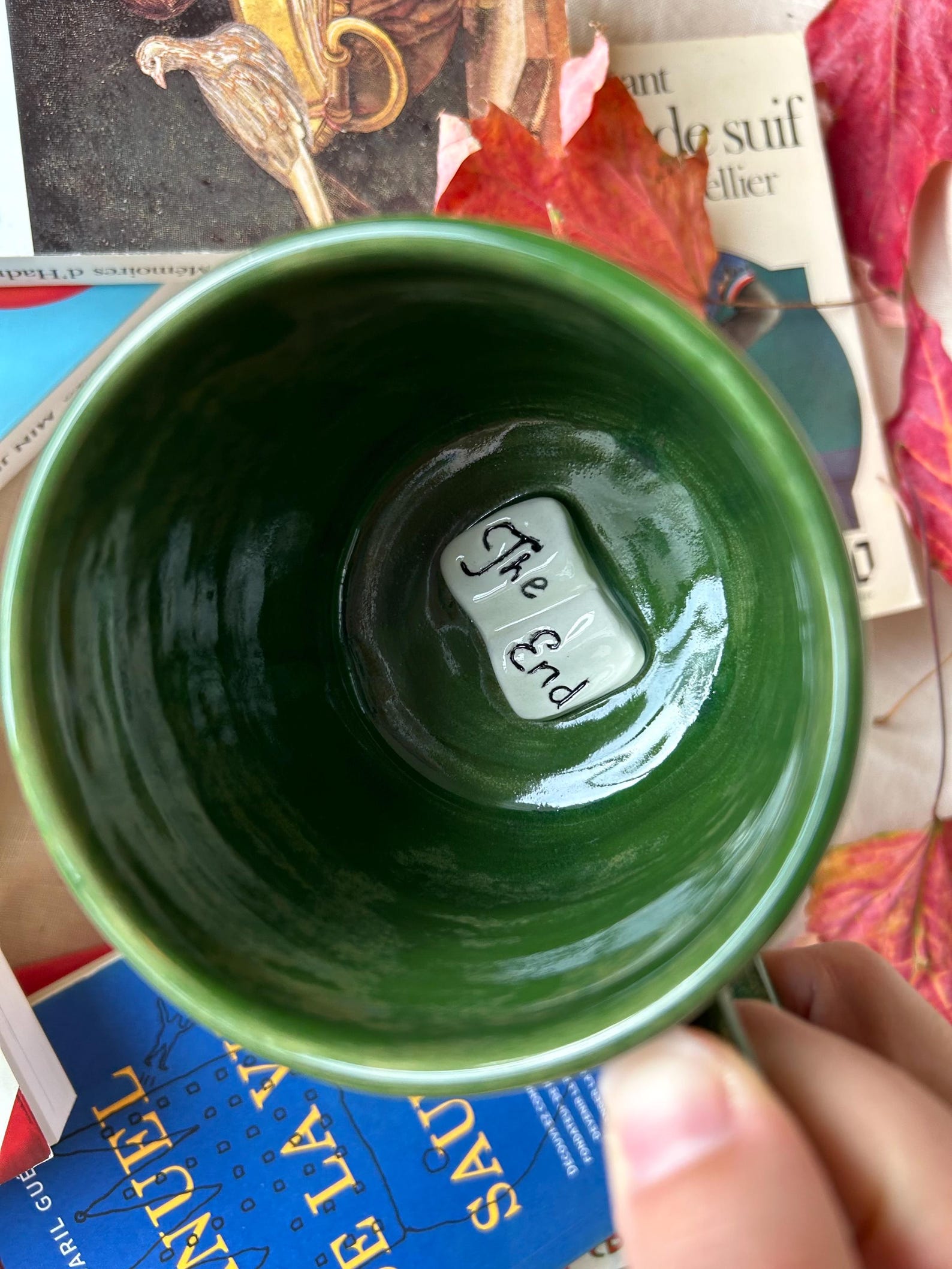 The Librarian Green Mug - with tiny book inside