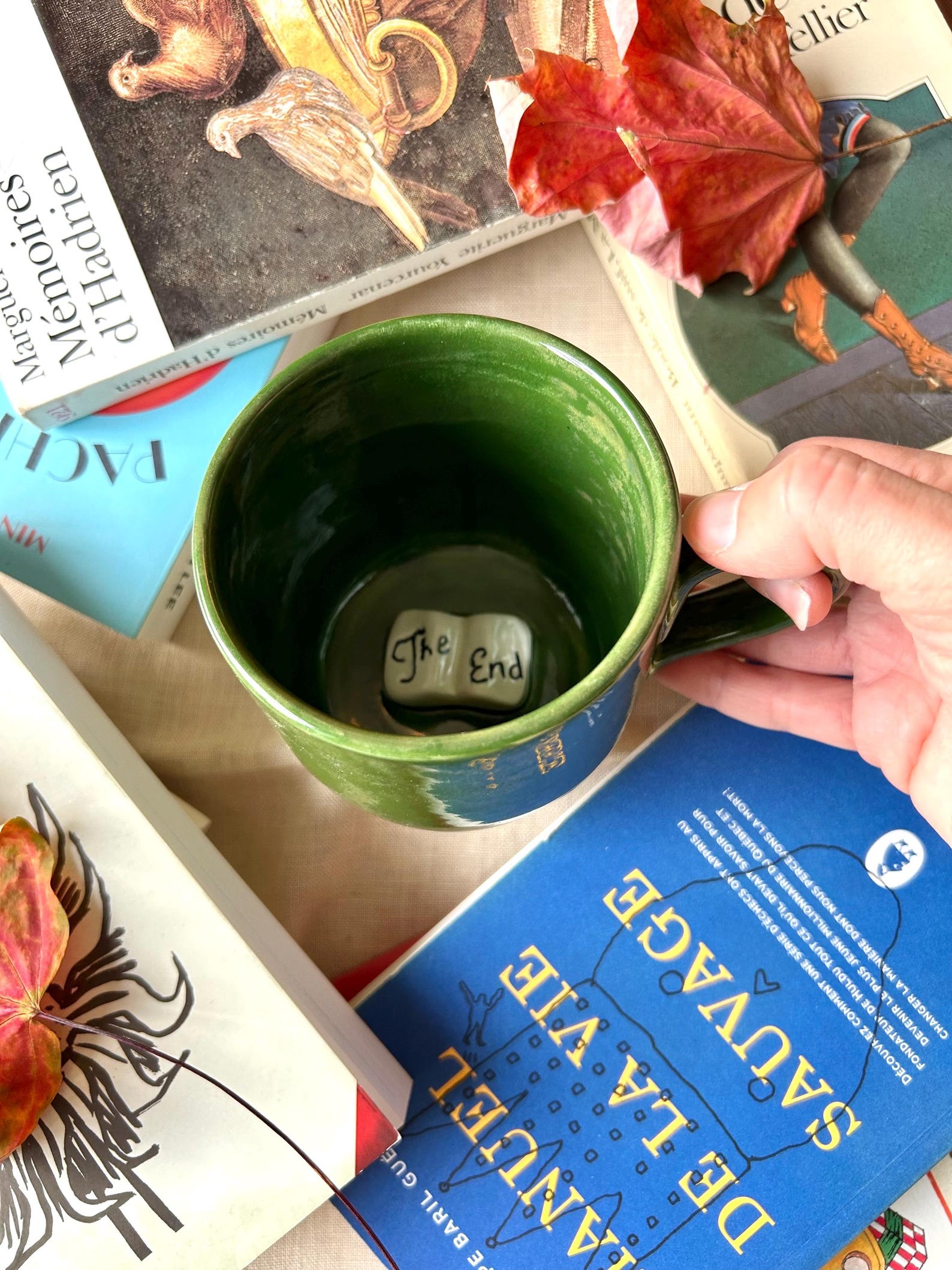 The Librarian Green Mug - with tiny book inside