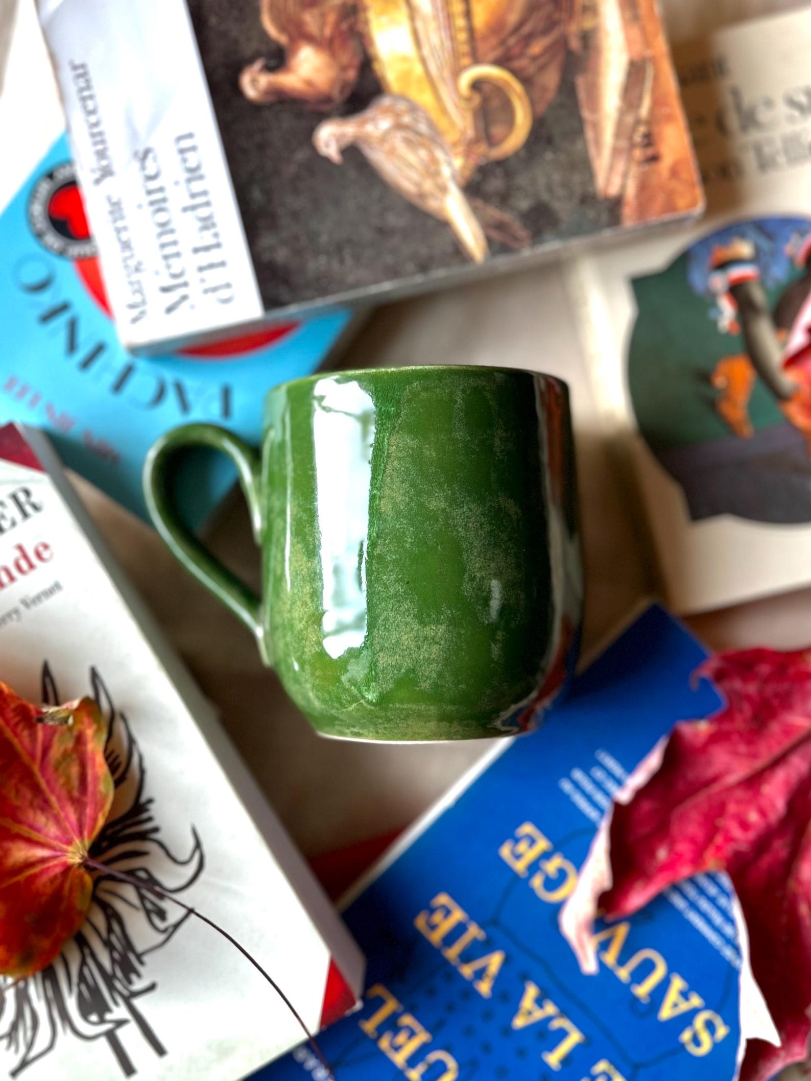 The Librarian Green Mug - with tiny book inside