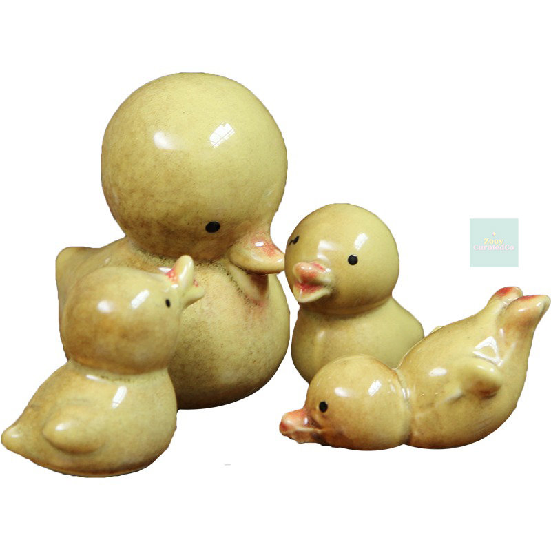 Cute Yellow Ducks Set, Handcrafted Decorative Figurines