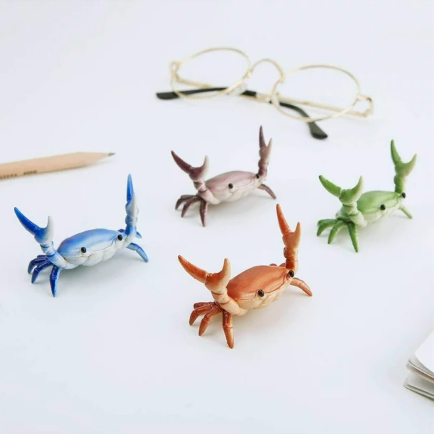 Cute Weightlifting Crabs Desk Organizer for Fun and Creative Storage