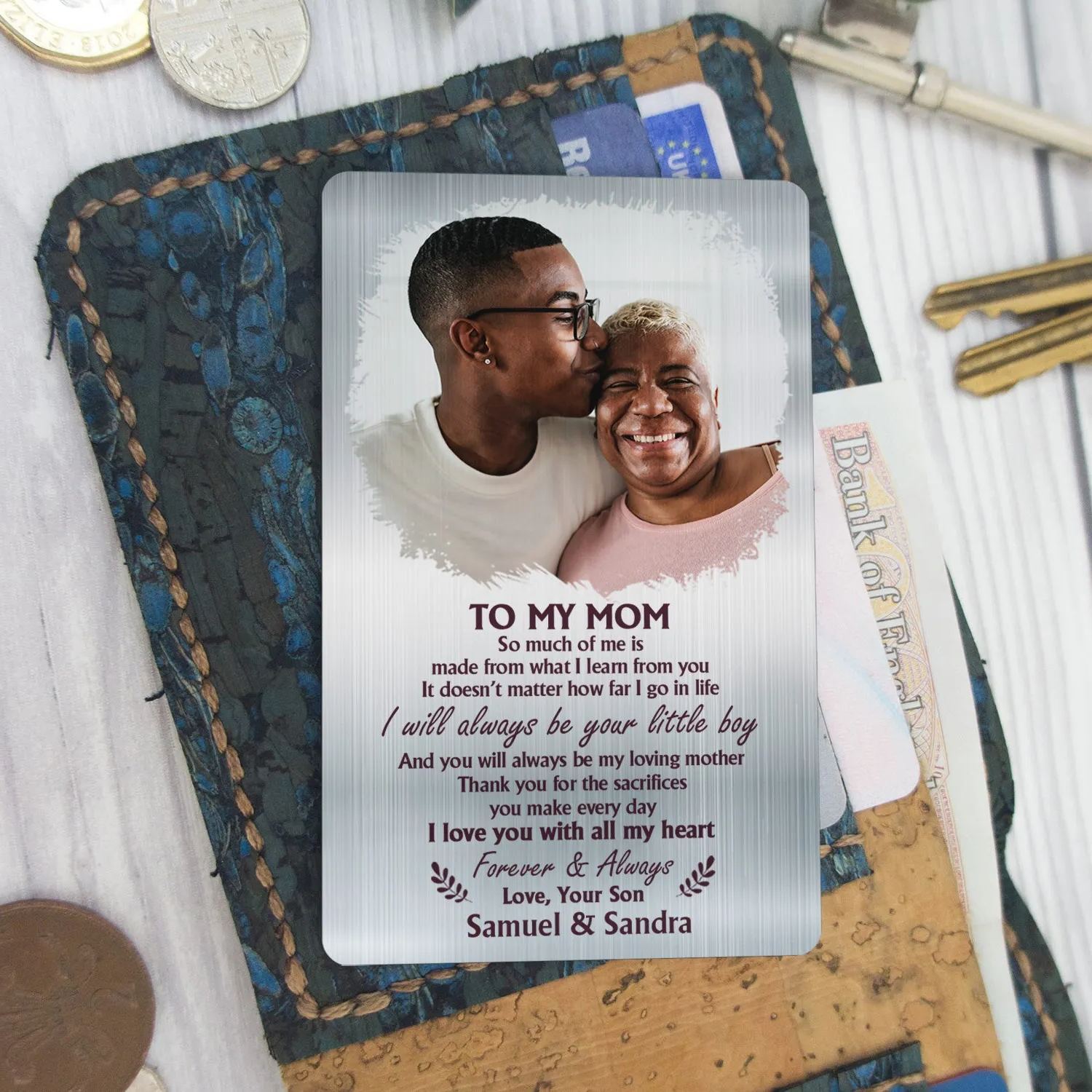 Custom Photo So Much Of Me Is Made From - Gift For Mother - Personalized Aluminum Wallet Card