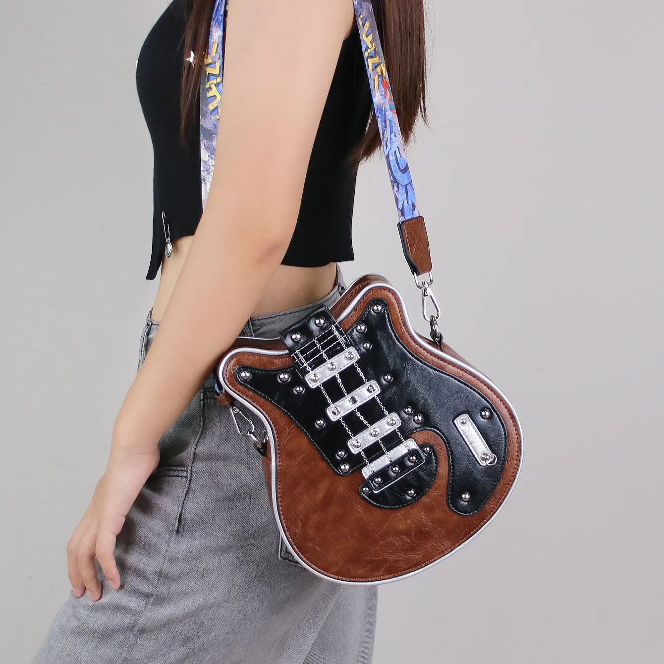 Bag Vintage Guitar-Shaped Crossbody - PU Leather