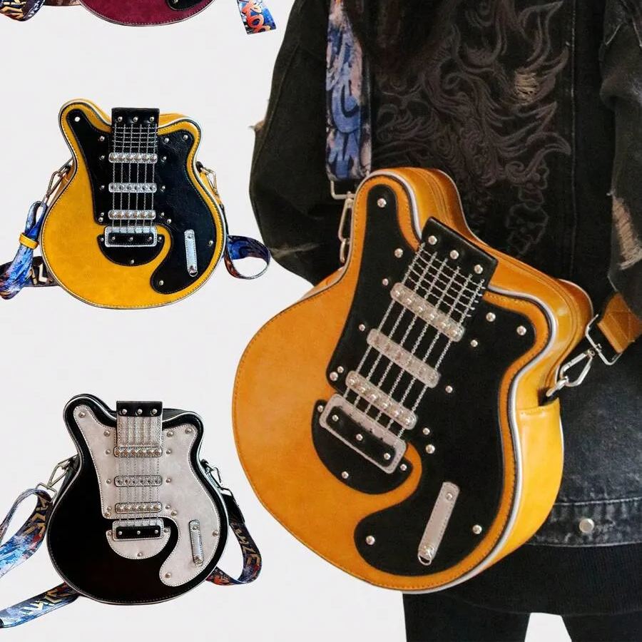 Bag Vintage Guitar-Shaped Crossbody - PU Leather