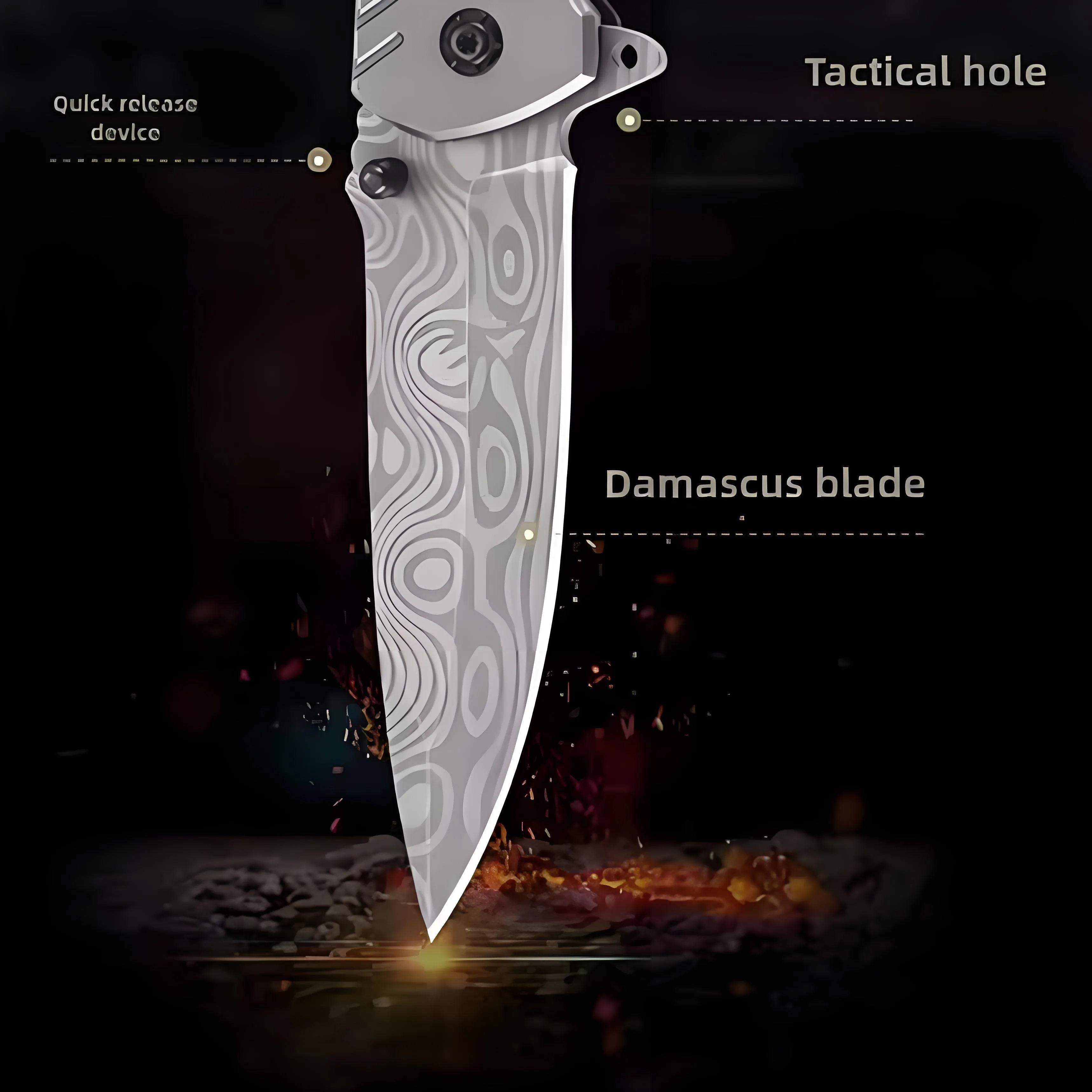 Damascus Steel Folding Utility Knife