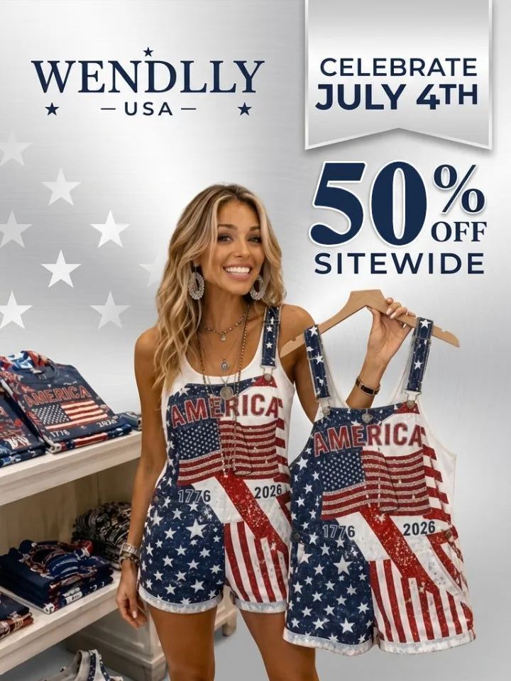 Independence Day Sequin Flag Denim Overalls Shorts