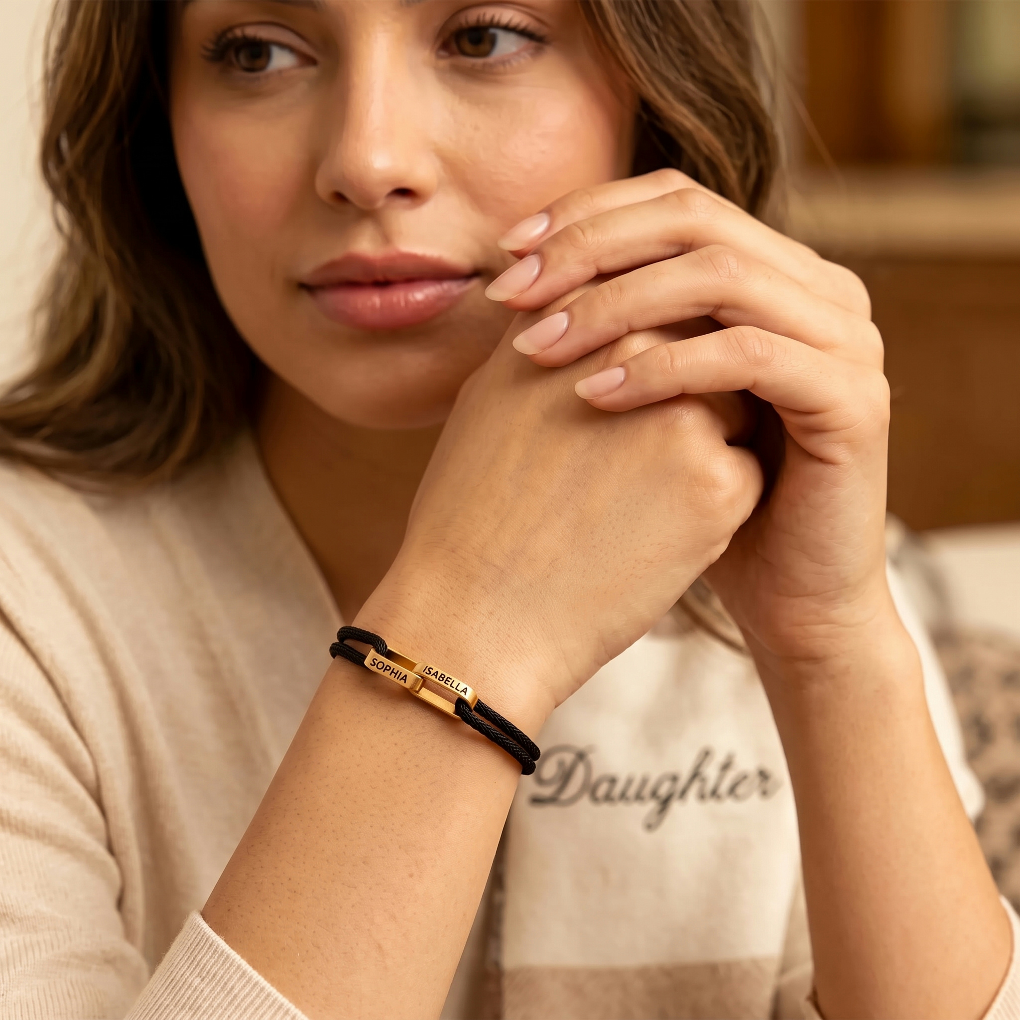 Mother And Daughter Connected By Heart Custom Name Bond Bracelet
