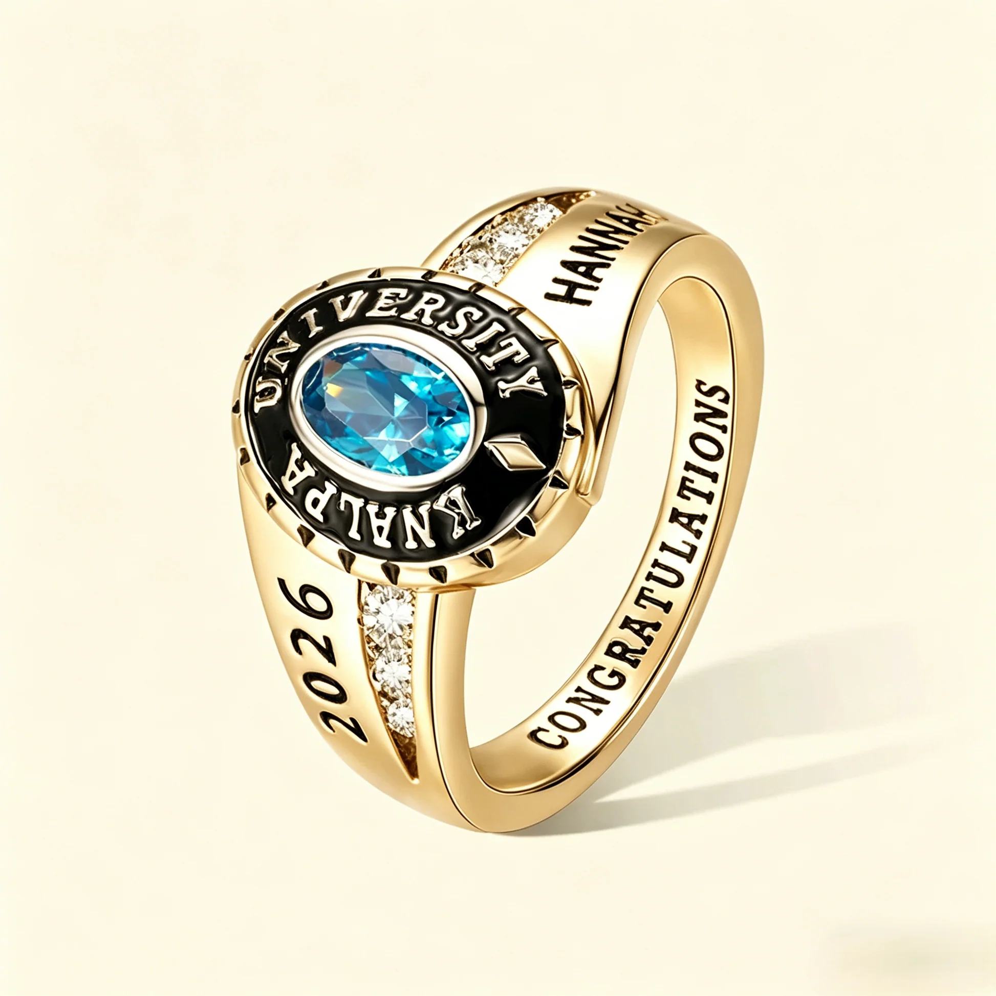 Custom Engraved Birthstone Sterling Silver Graduation Ring Gifts for Graduates