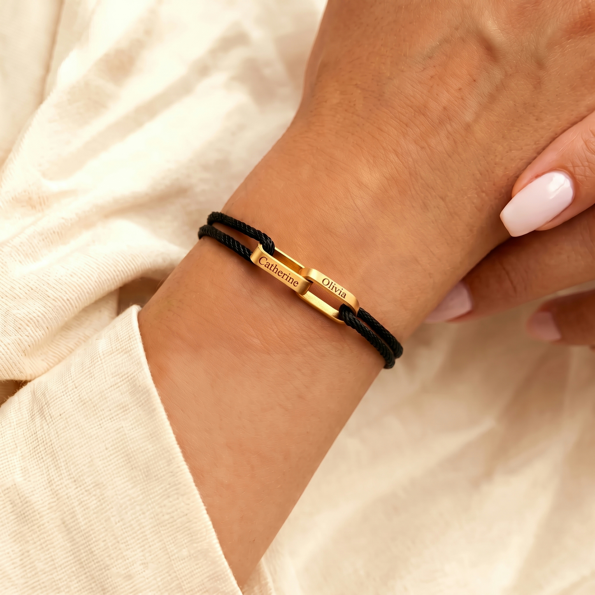 Mother And Daughter Connected By Heart Custom Name Bond Bracelet