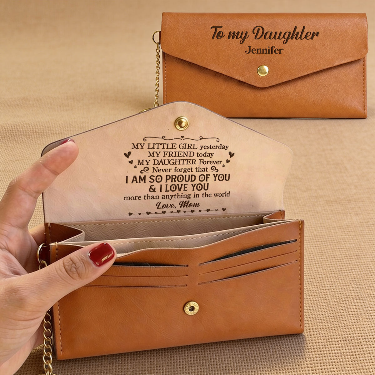 Personalized Leather Envelope Wallet
