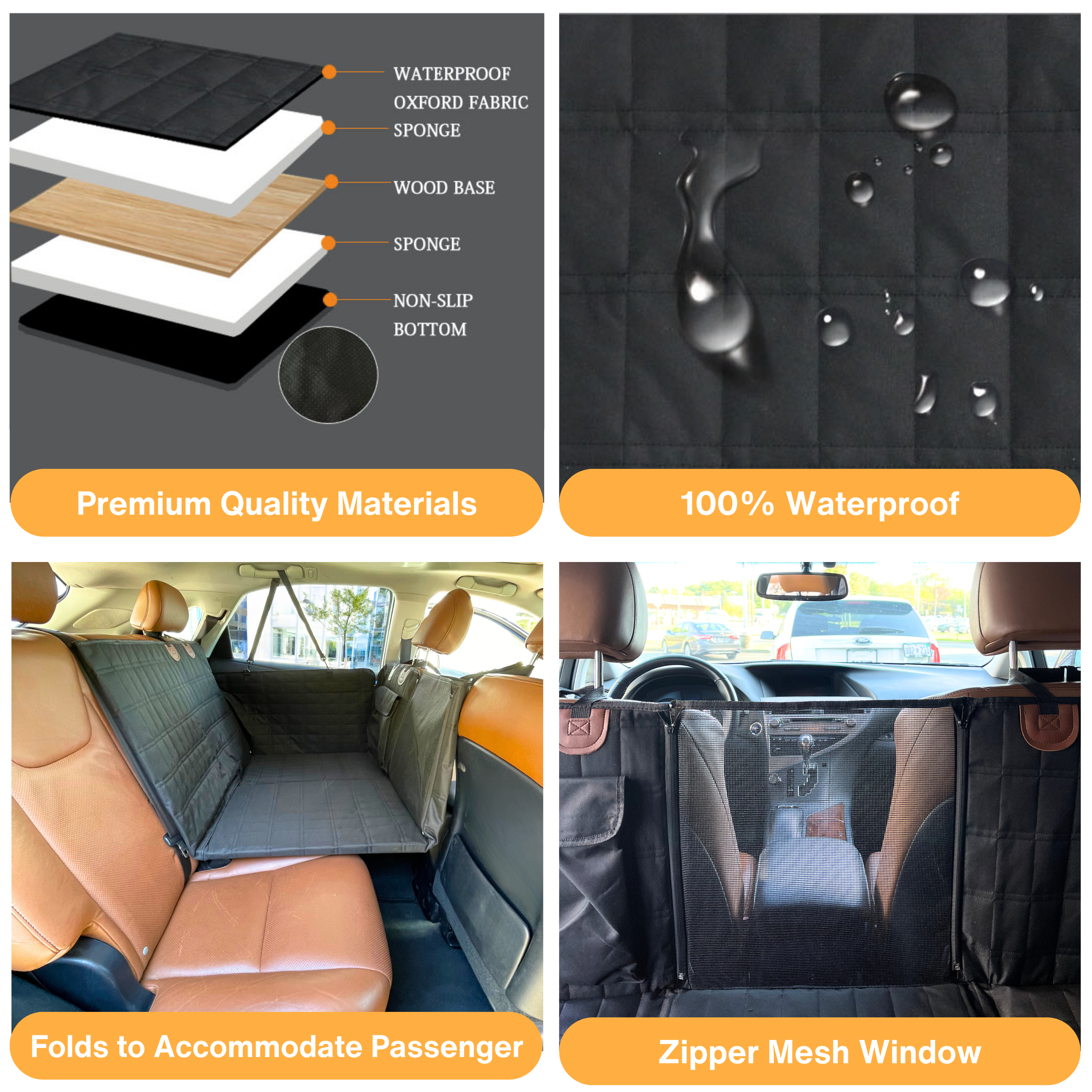 Backseat Extender for Dogs - Black with Door Covers