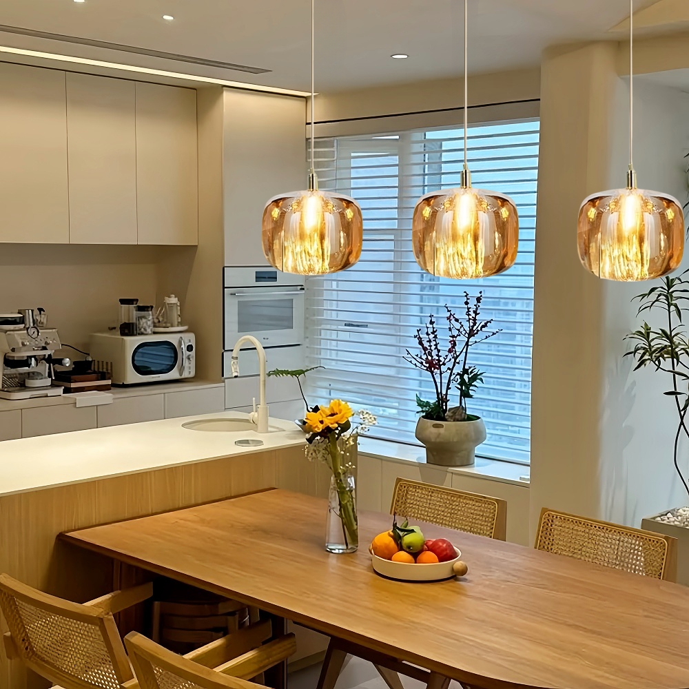 Nordic Modern Art Crystal Apple Shaped Bar Counter Kitchen Pendant Light