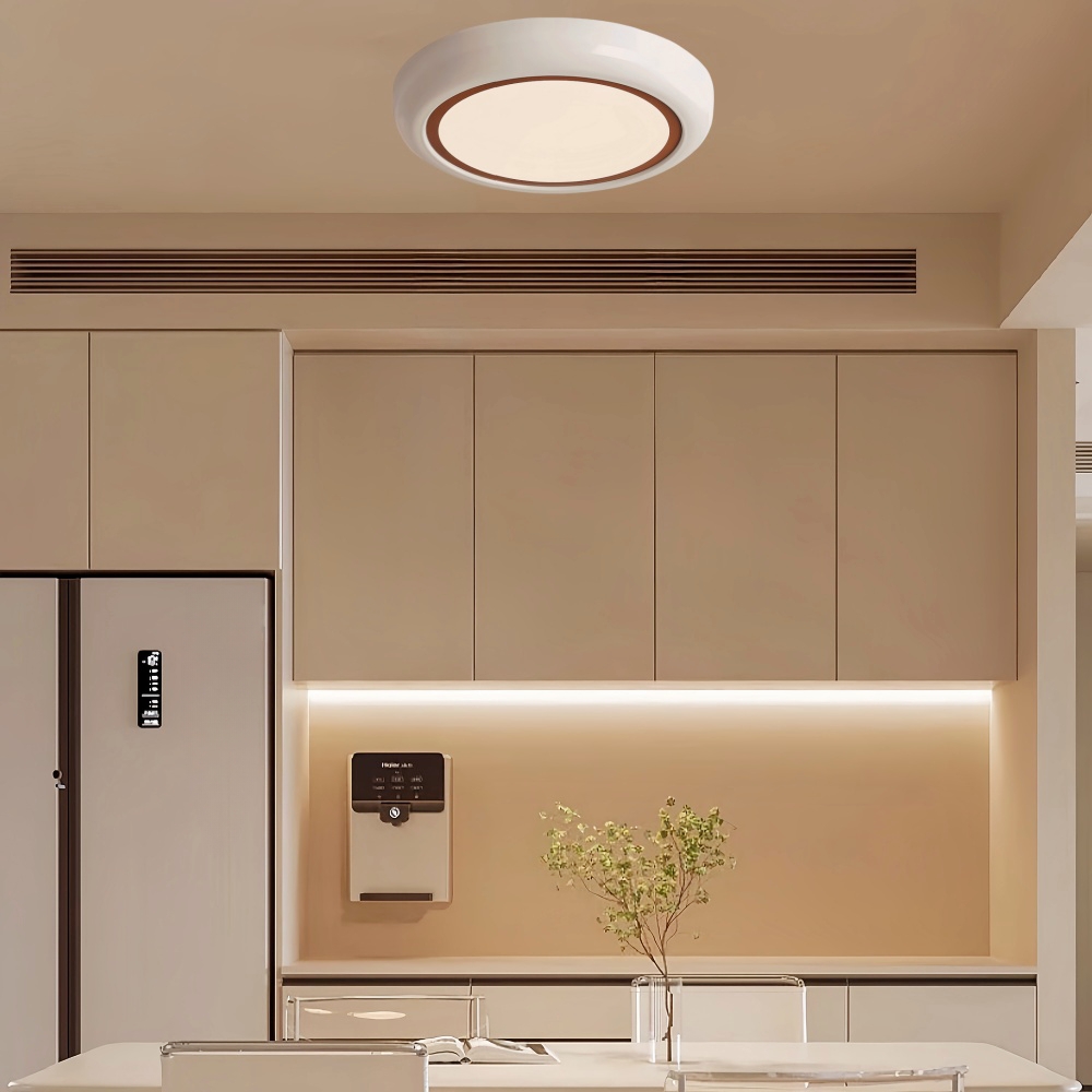 French Cream Style Minimalist Bedroom Ceiling Light Circular White Retro Light