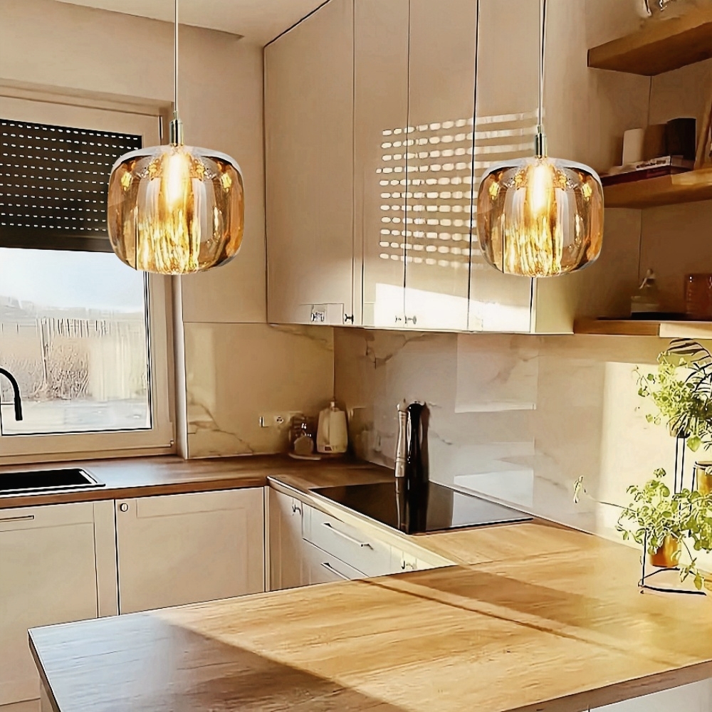 Nordic Modern Art Crystal Apple Shaped Bar Counter Kitchen Pendant Light