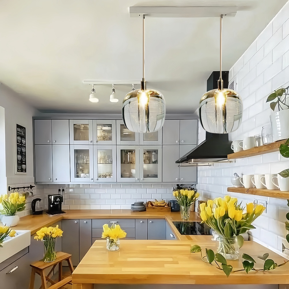 Nordic Modern Art Crystal Apple Shaped Bar Counter Kitchen Pendant Light