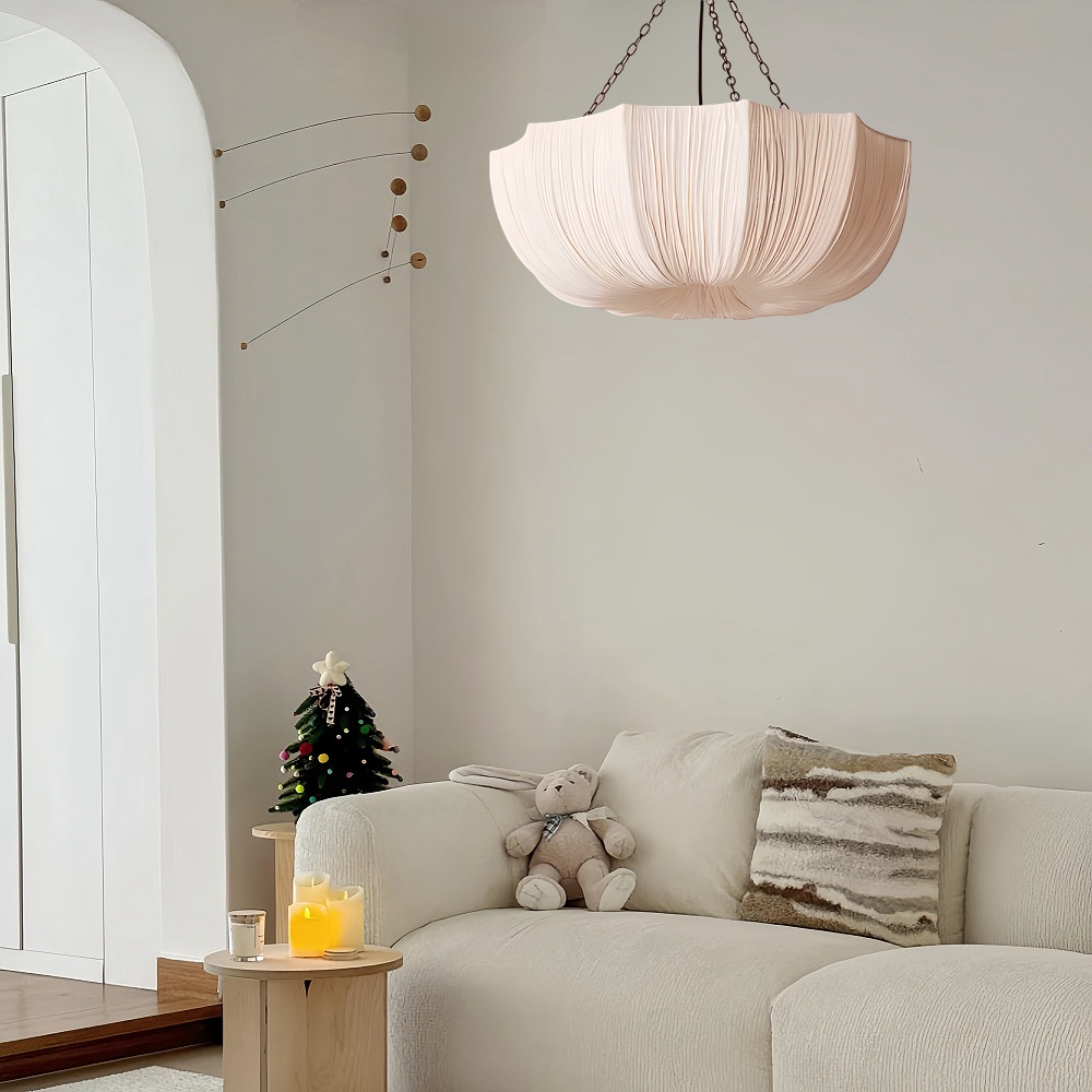 Japanese Retro Wabi-Sabi Style Fabric Pendant Light Living Room Bedroom Lighting Fixtures