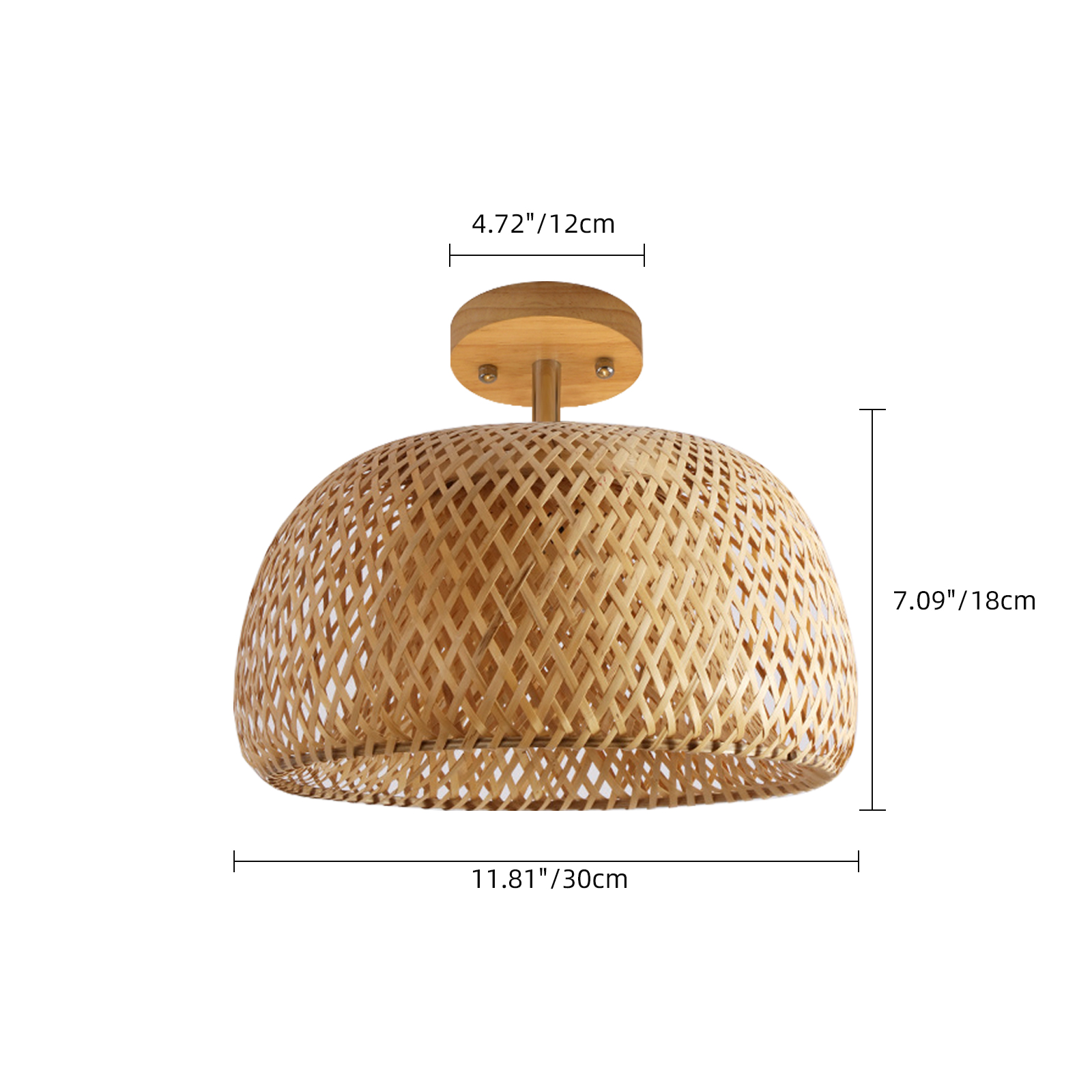 Handwoven Bamboo Ceiling Light Shade Flush Mount Lamp