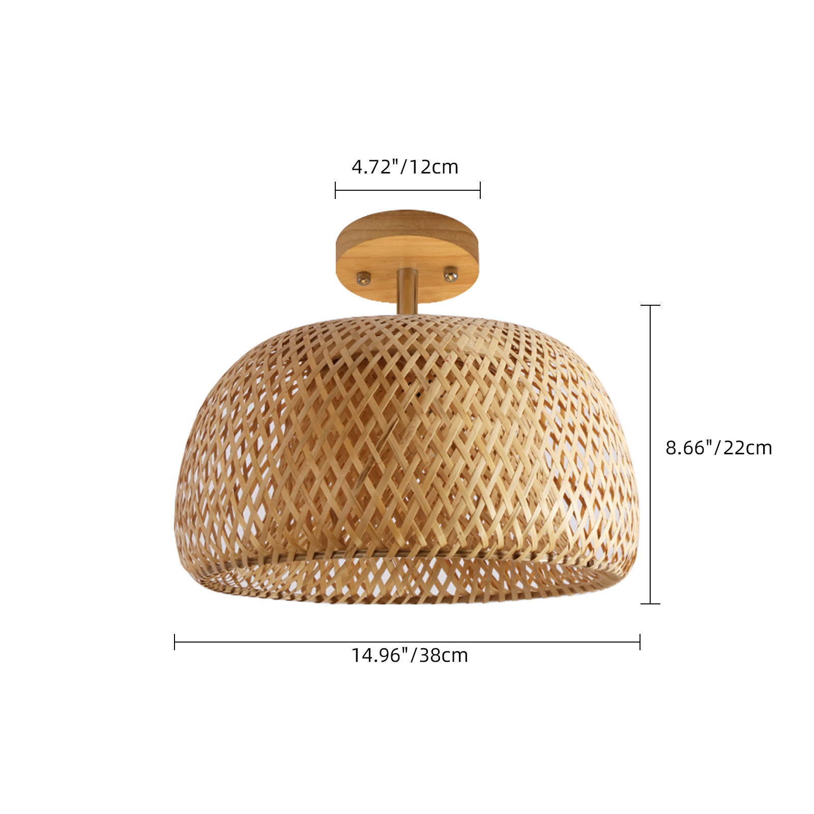 Handwoven Bamboo Ceiling Light Shade Flush Mount Lamp