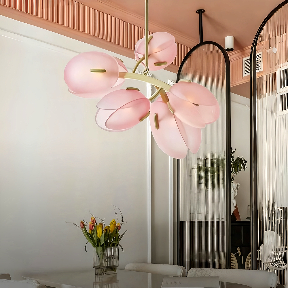 Nordic Modern Minimalist Tulip Bud Glass Pendant Lamp Atmosphere Lighting Fixture