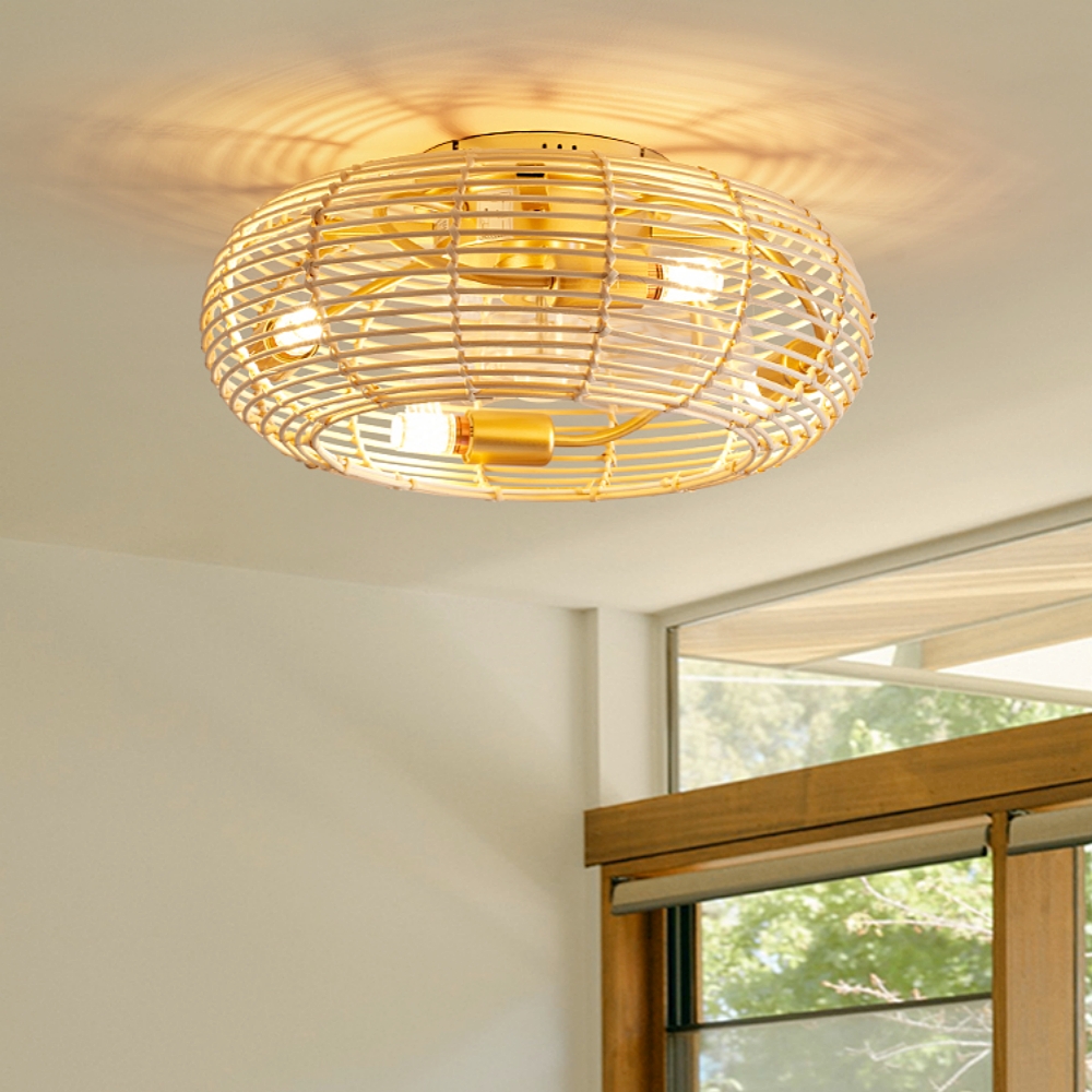 Bohemian Atyle Rattan 20 Inch Ceiling Fan Light 