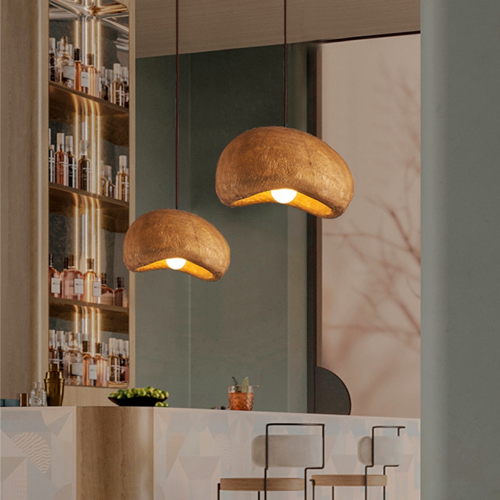 Japanese Dining Room Oval Pendant Light Wabi-sabi Home Decor Lamp Fixture