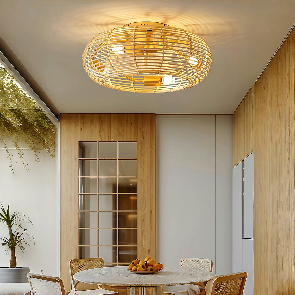 Bohemian Atyle Rattan 20 Inch Ceiling Fan Light 